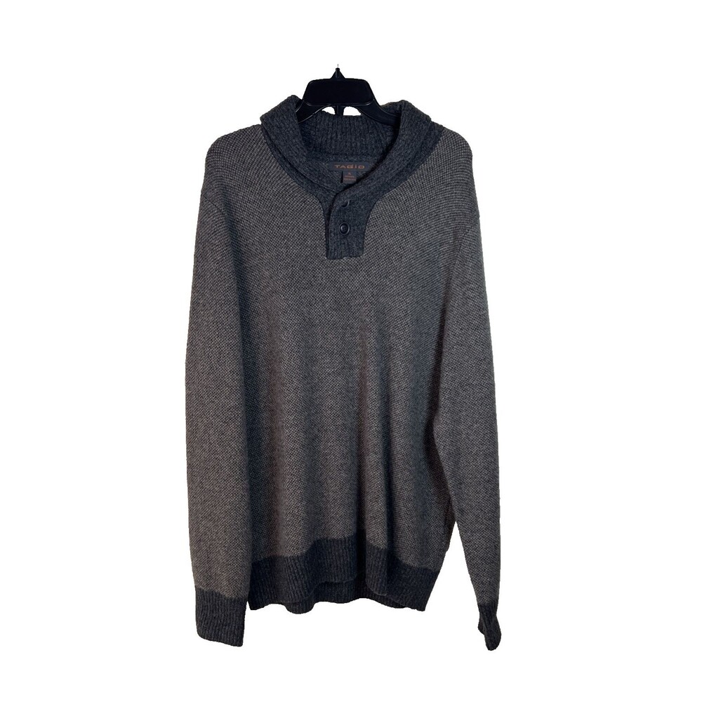 Tagio Size XL 100% Wool Men’s Long Sleeve Knit Gray Sweater